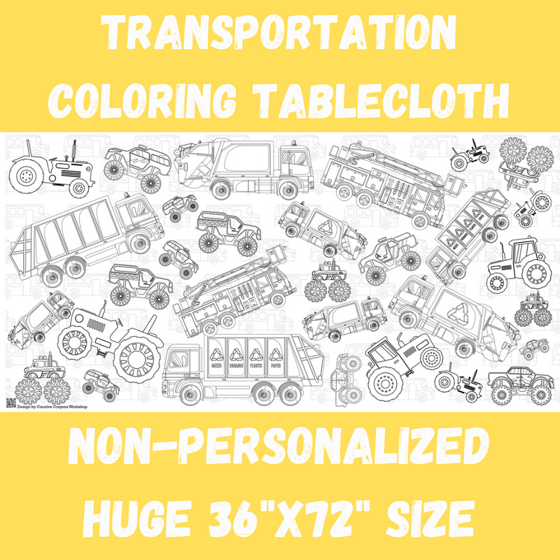 Trucks Coloring Tablecloth