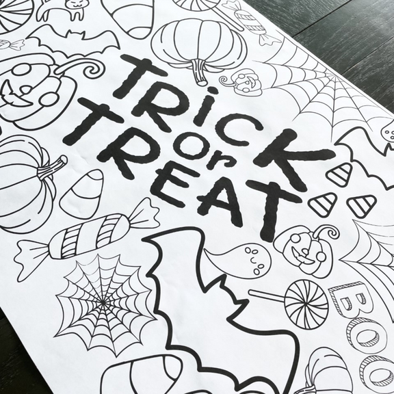 Spooky Season Halloween Party coloring roll table runner Activity bundle Let's go Ghouls Halloween Trick or Three Birthday Preschool Halloween Party Celebration Spooky One 