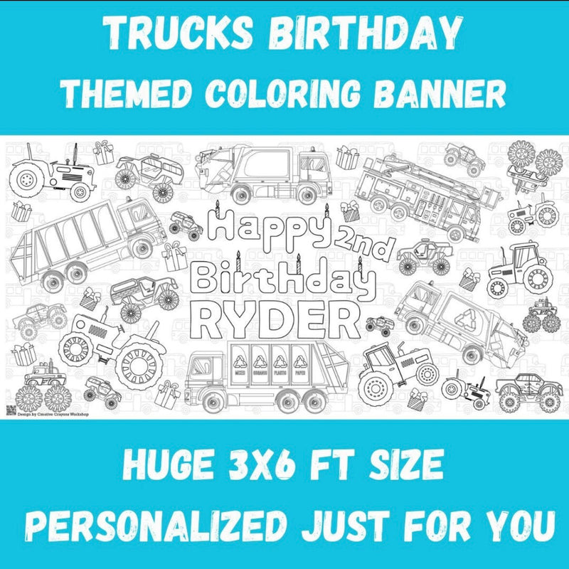 Trucks Coloring Tablecloth