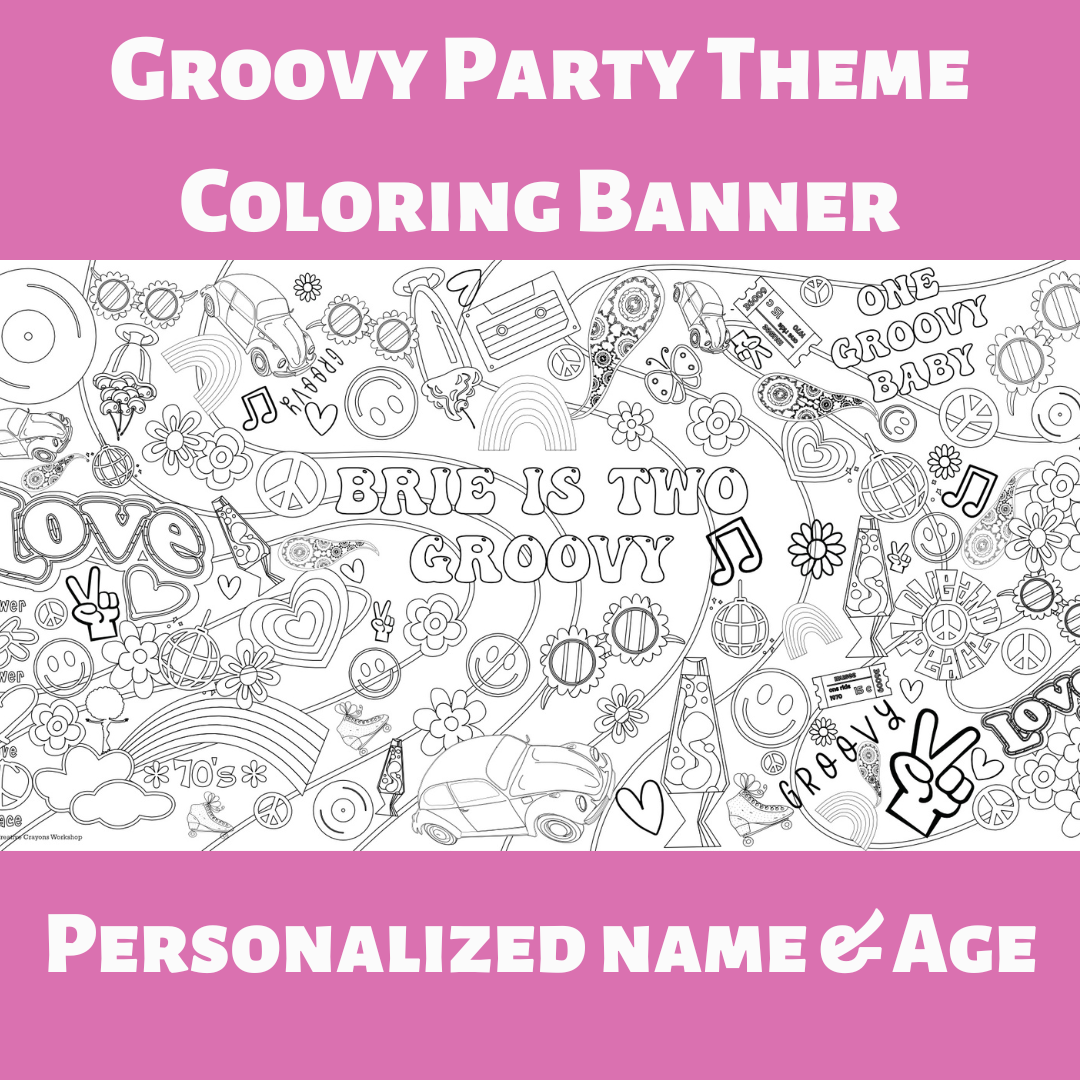 Groovy Birthday Personalized Coloring Poster