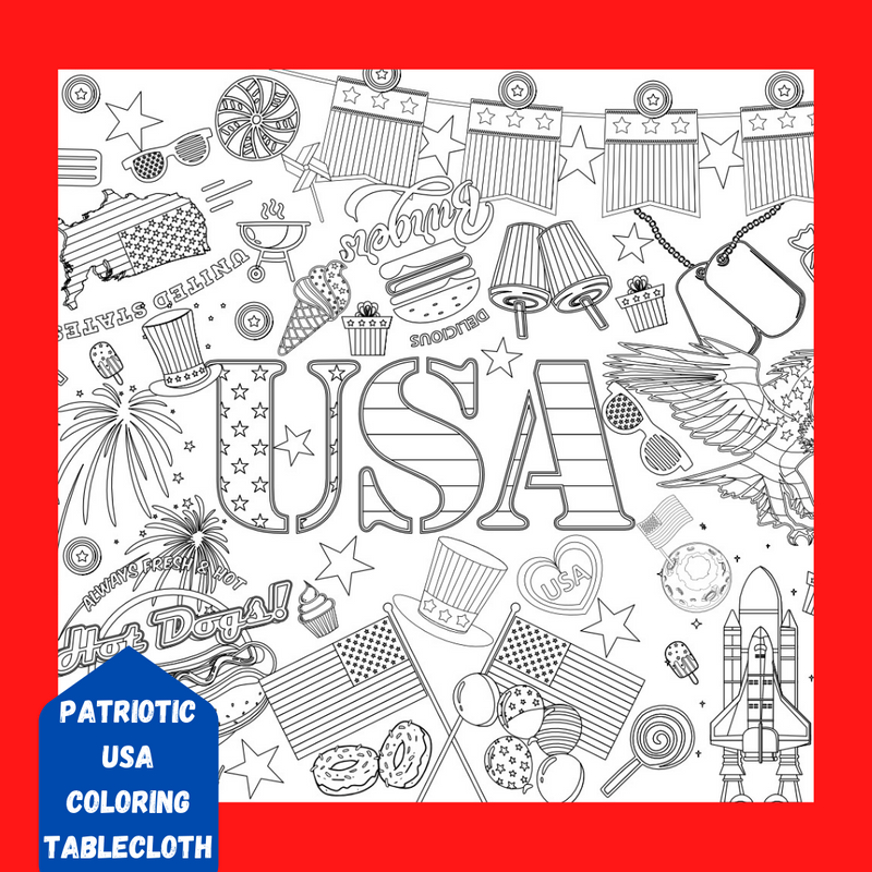 USA Patriotic Coloring Tablecloth