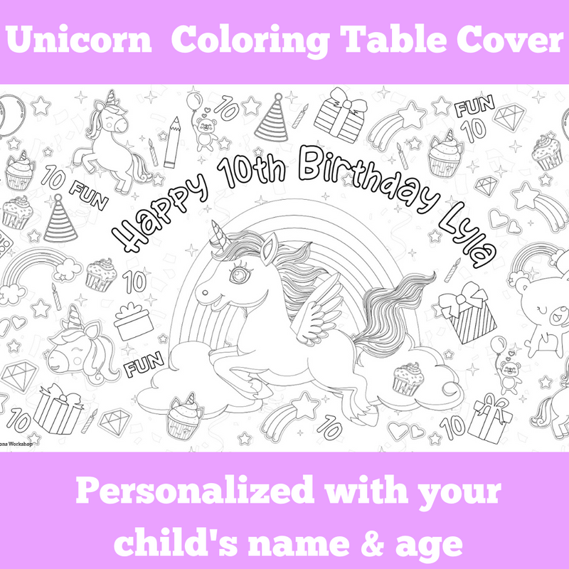 Unicorn Coloring Tablecloth – Jumbo Party Activity Table Cover