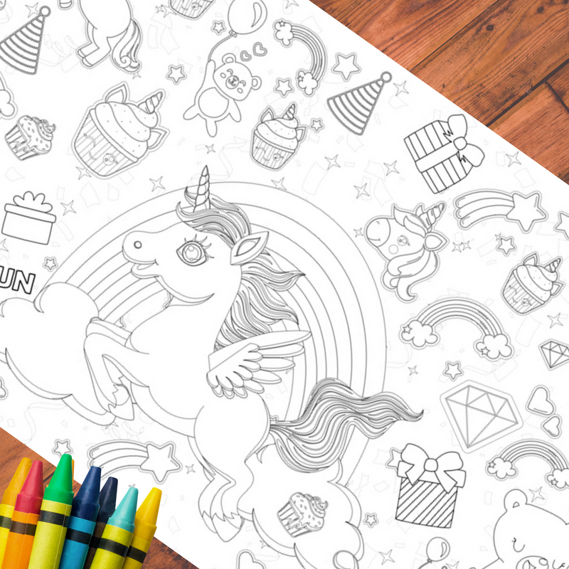 Unicorn Coloring Tablecloth – Jumbo Party Activity Table Cover