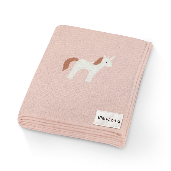 Unicorn Cotton Knit Baby Blanket – Soft, Safe & Magical by Bleu La La