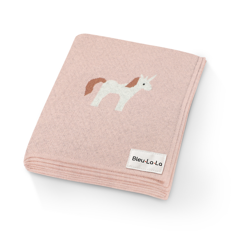 Unicorn Cotton Knit Baby Blanket – Soft, Safe & Magical by Bleu La La