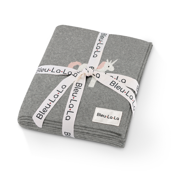 Unicorn Cotton Knit Baby Blanket – Soft, Safe & Magical by Bleu La La