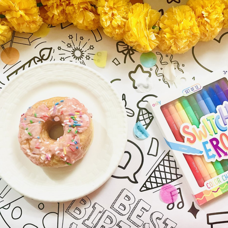Happy Birthday Coloring Table Runner – Party Activity Banner