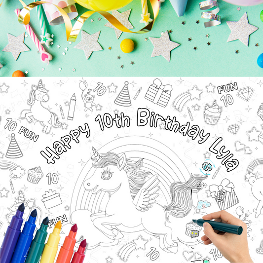 Unicorn Coloring Tablecloth – Jumbo Party Activity Table Cover