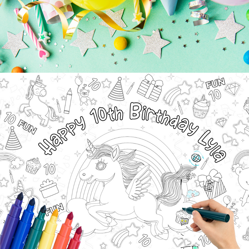 Unicorn Coloring Tablecloth – Jumbo Party Activity Table Cover