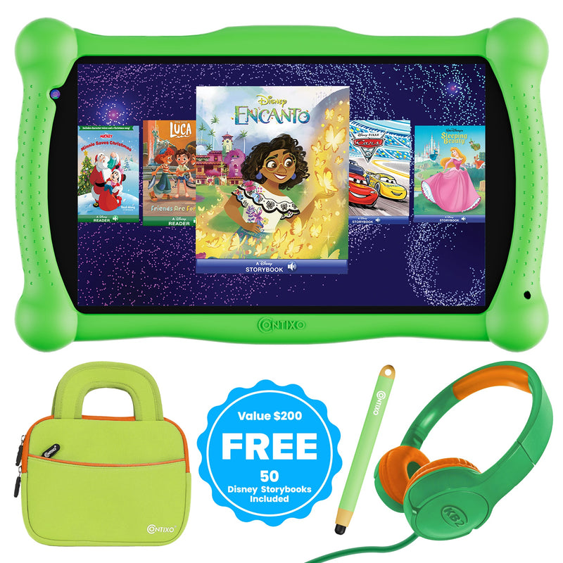 Contixo V10 7″ Kids Tablet Bundle with Bluetooth Headphones, Tablet Bag & Stylus