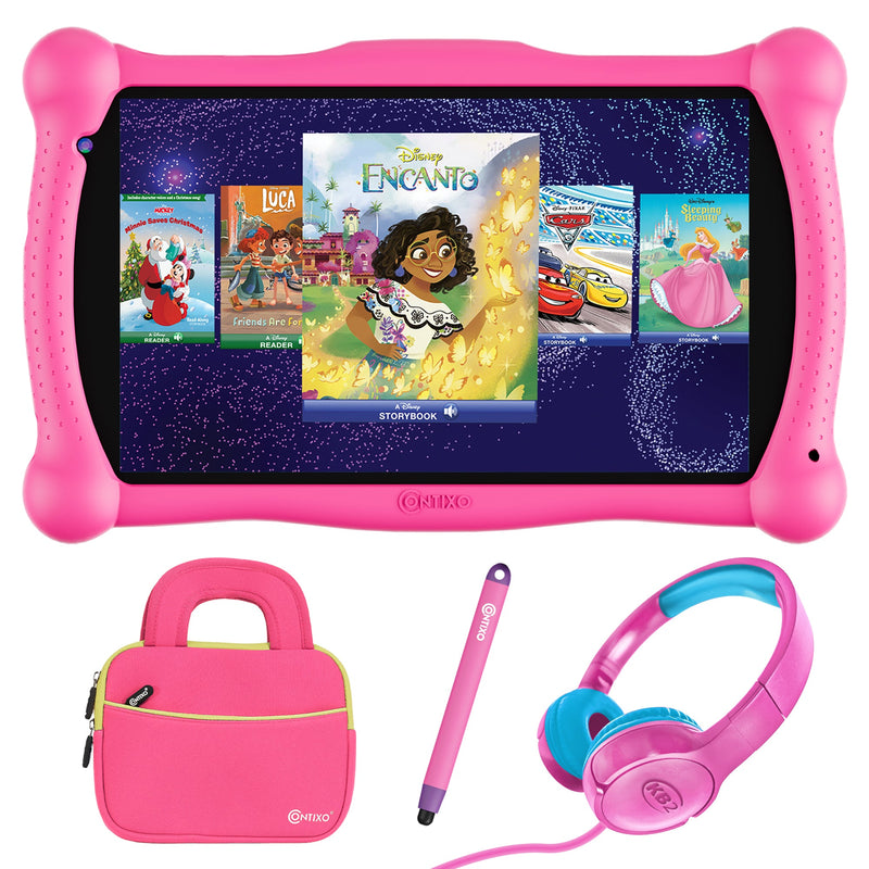 Contixo V10 7″ Kids Tablet Bundle with Bluetooth Headphones, Tablet Bag & Stylus