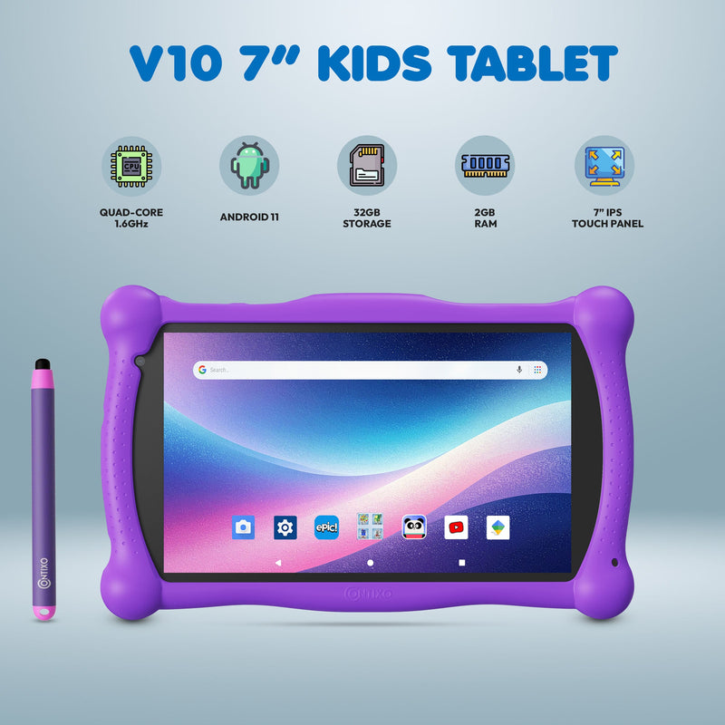 Contixo V10 Kids HD & Bluetooth 7" Tablet - 50 EBooks, Kickstand & Stylus Included