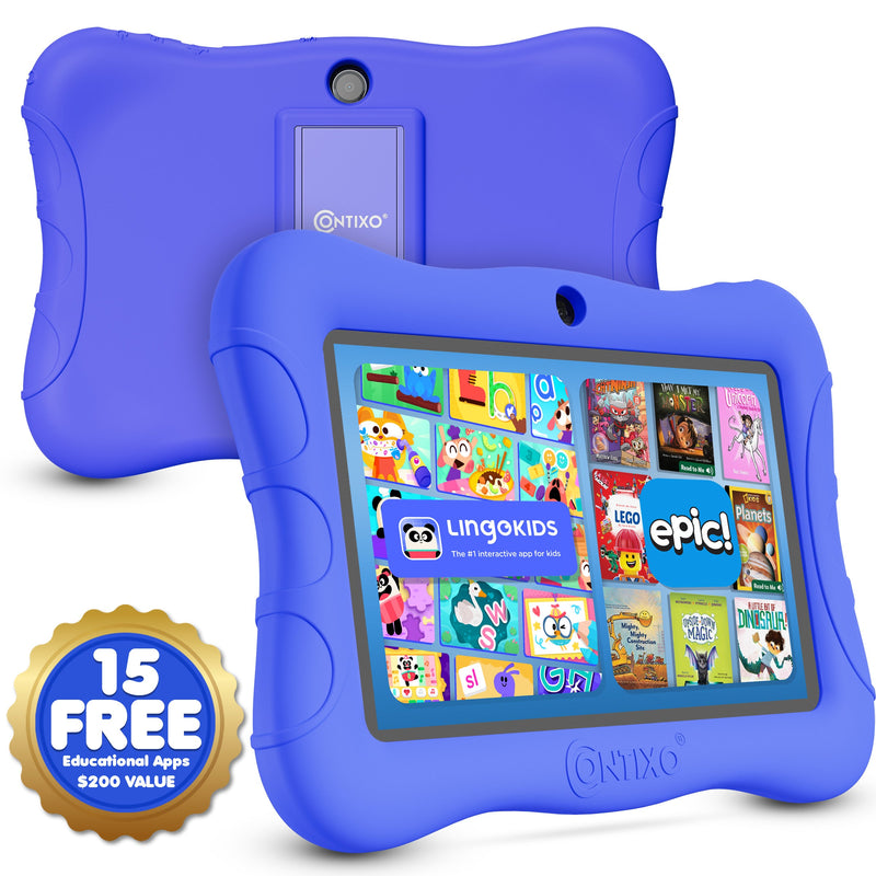 Contixo V9 Kids HD 7" Tablet - Epic & Lingo Kids, 15 Educational Apps & Kickstand Included
