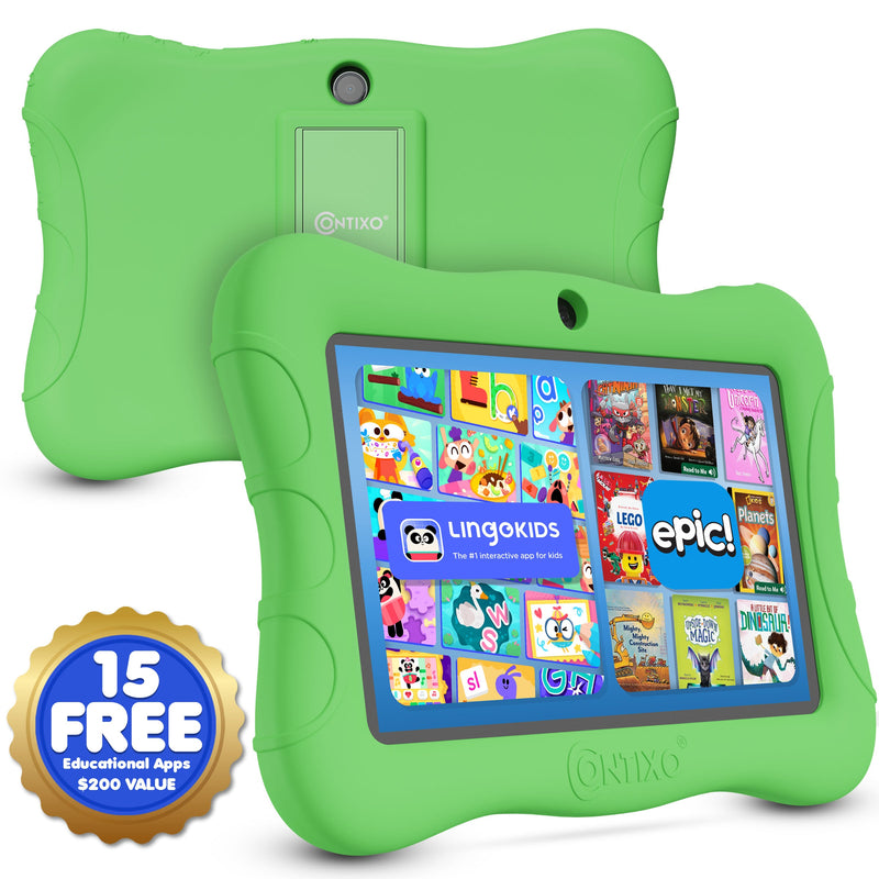 Contixo V9 Kids HD 7" Tablet - Epic & Lingo Kids, 15 Educational Apps & Kickstand Included