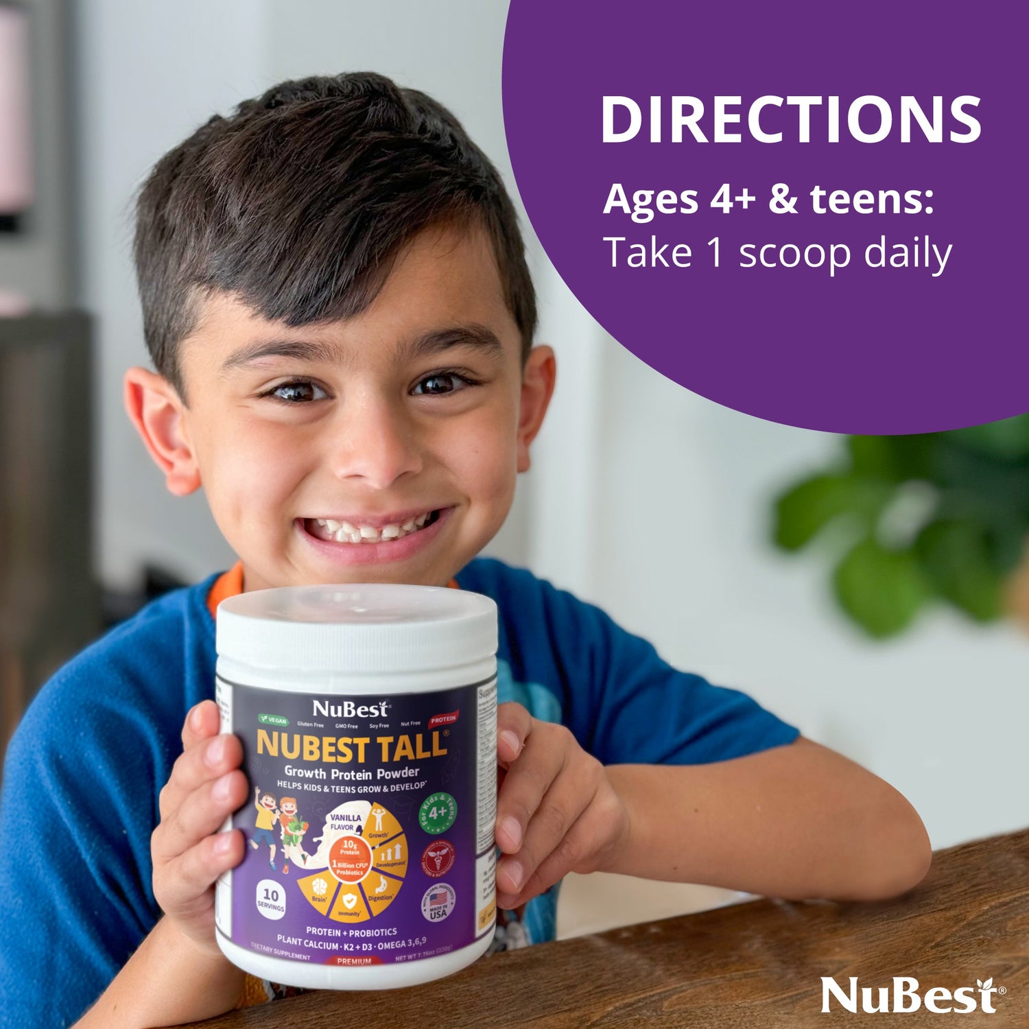 Vanilla Protein Shake for Growth & Development – Kids Ages 4+  by NuBest Nutrition