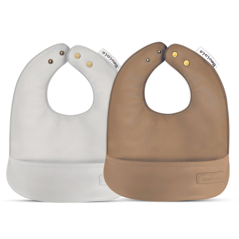 Vegan Leather Bib Set (0–12 Months) – Easy Clean, Ultra Soft by Bleu La La