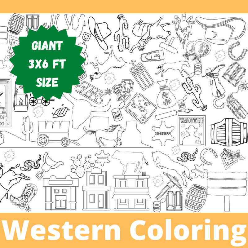Western Themed Coloring Table Cover