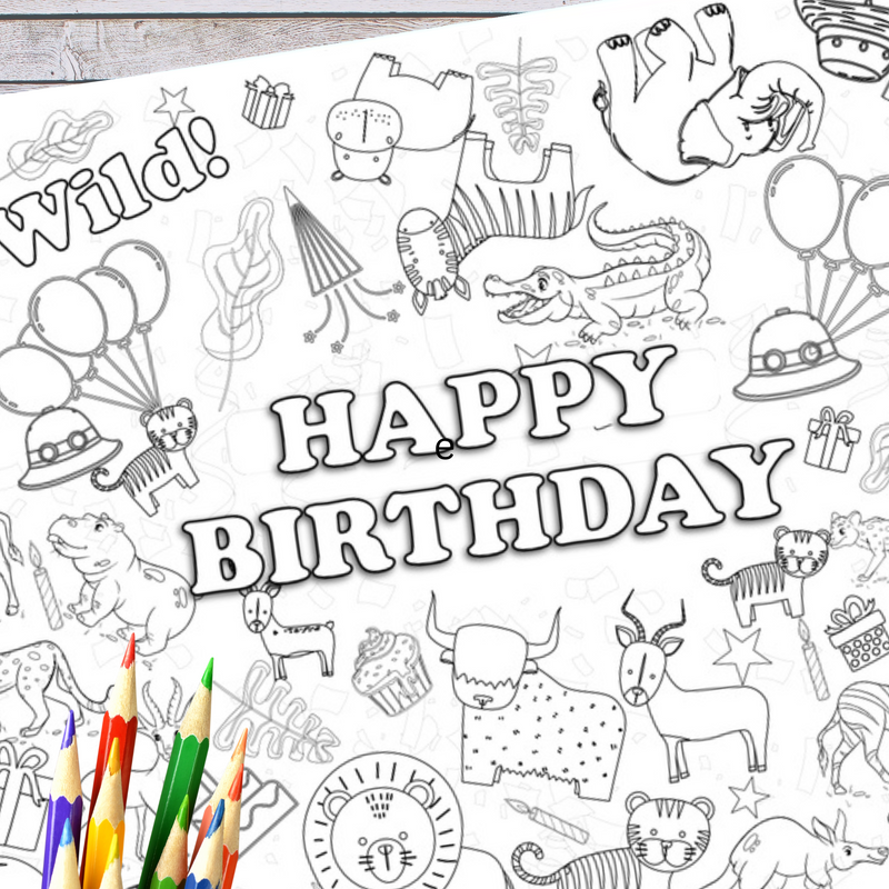 Wild Animals Coloring Tablecloth – Jumbo Party Activity Cover