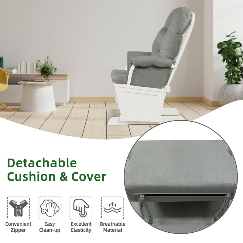 Wood Baby Glider and Ottoman Cushion Set – Light Gray