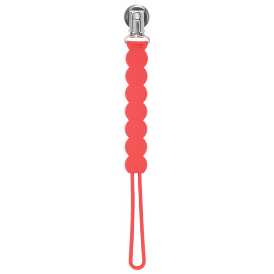 Three Little Tots Waverly Red All Silicone one piece pacifier clip. This paci clip is flexible and easy to clean