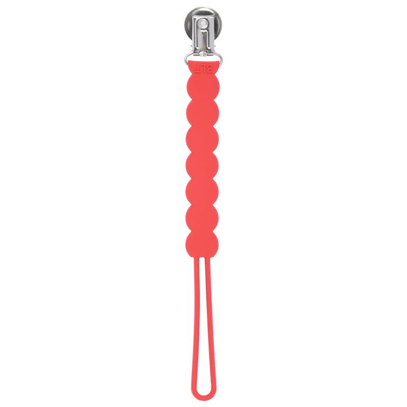 Three Little Tots Waverly Red All Silicone one piece pacifier clip. This paci clip is flexible and easy to clean