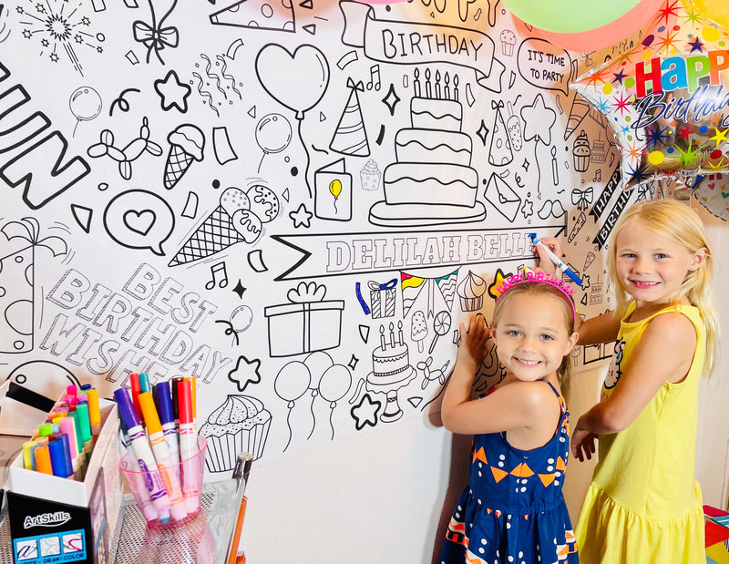 Happy Birthday Coloring Tablecloth – Party Activity for Kids
