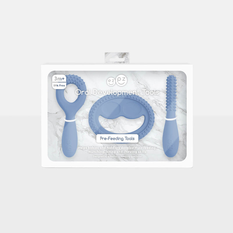 ezpz oral development tools in indigo / silicone teethers for motor skill development #color_indigo