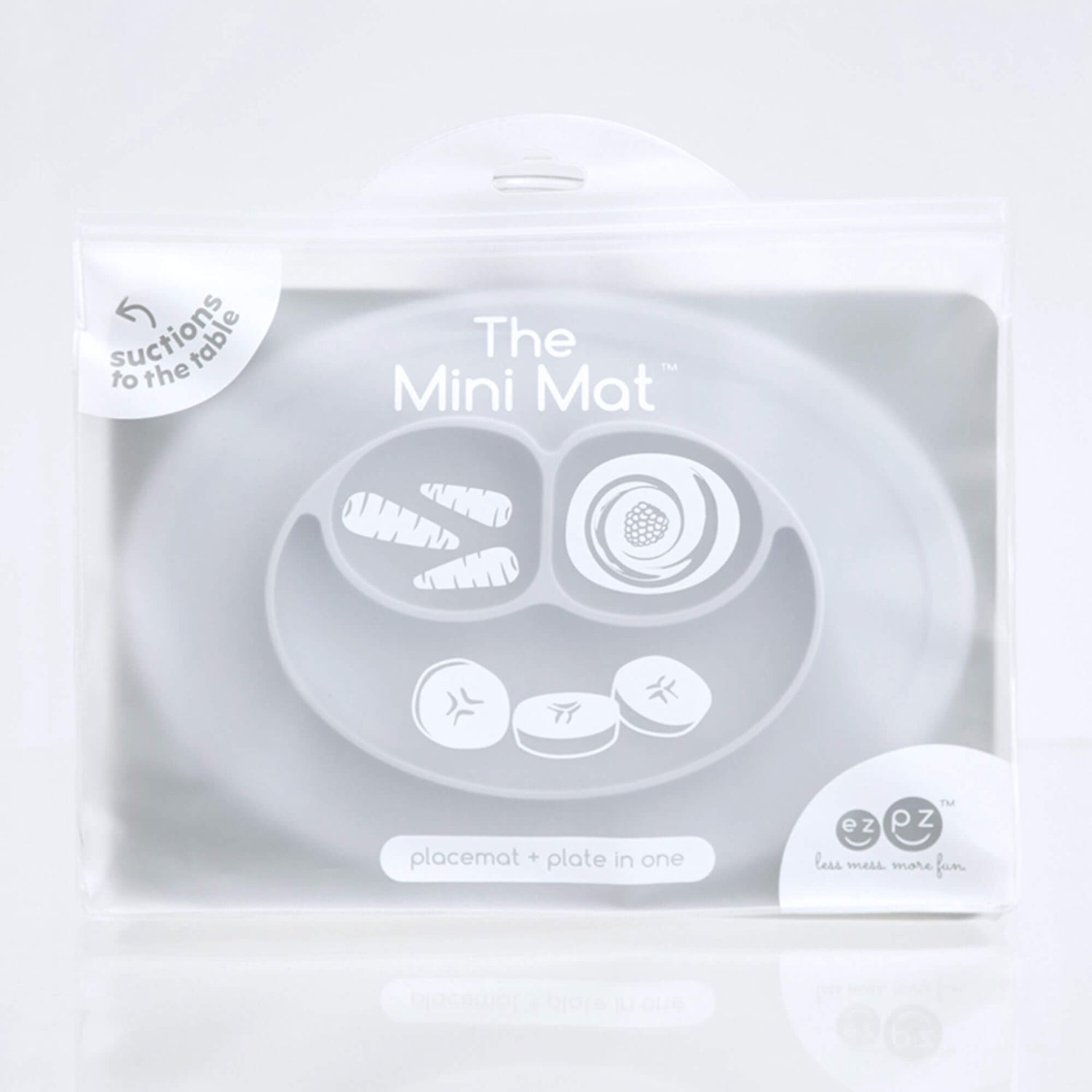 The Mini Mat in Pewter by ezpz / Self-Suctioning Silicone Plate + Placemat #color_pewter