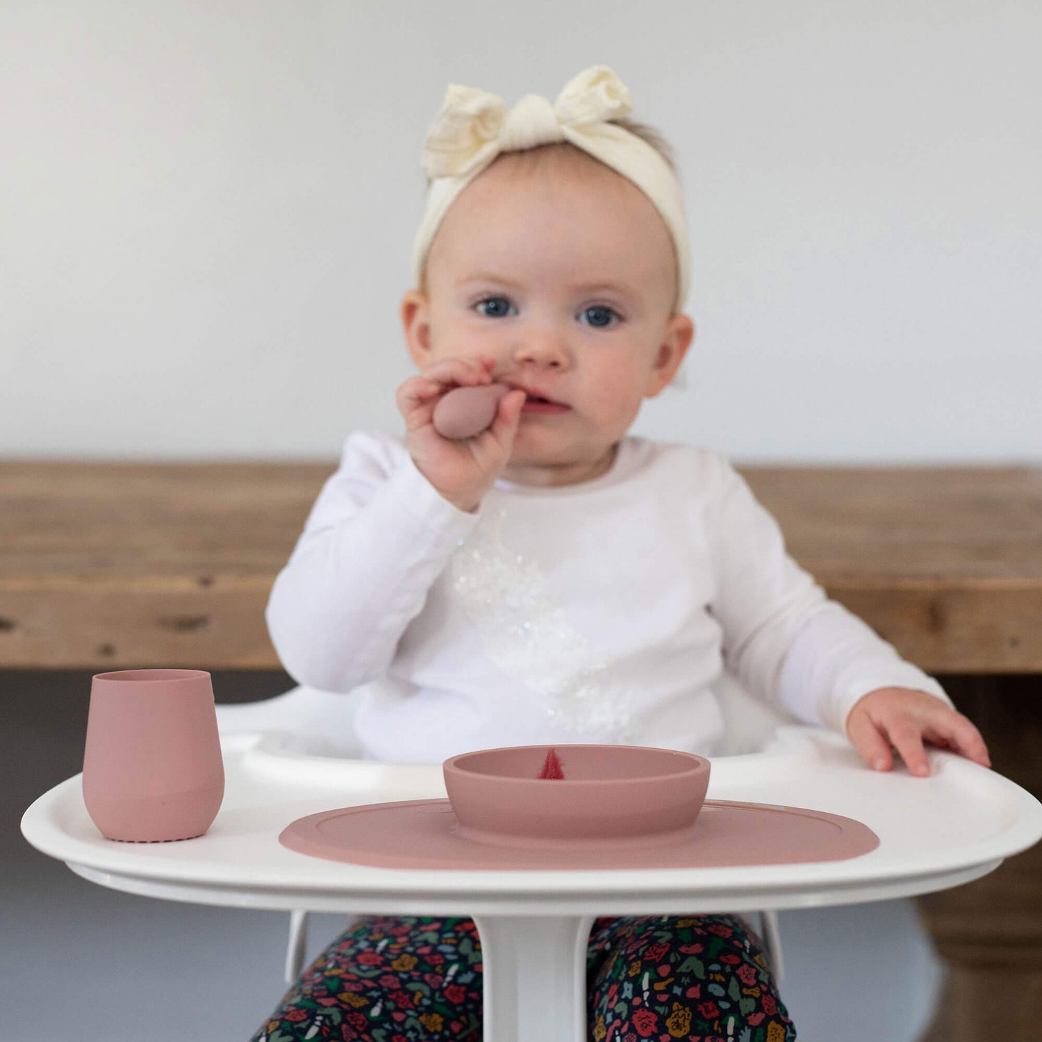 The Tiny Spoon in Blush by ezpz / Small, Sensory Silicone Spoon for Babies #color_blush