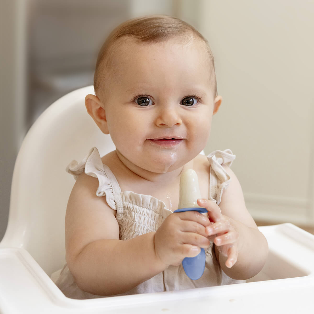 Pre-feeding set by ezpz in indigo blue includes the tiny pops (popsicle molds) and oral development tools (silicone teethers) #color_indigo