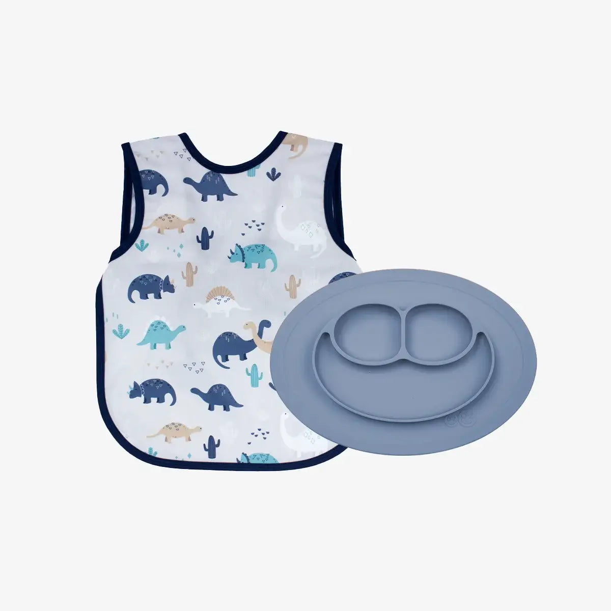 The Mini Mat + Bapron Bundle by ezpz / Indigo + Desert Dinos / Unique Baby Shower Gift Idea #color_Indigo+DesertDinos