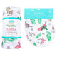 Florida-themed baby gift set with floral muslin swaddle blanket and matching burp cloth/bib combo on white background.