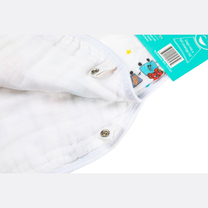 Tennessee-themed baby gift set with muslin swaddle blanket and burp cloth, featuring state icons and landmarks.