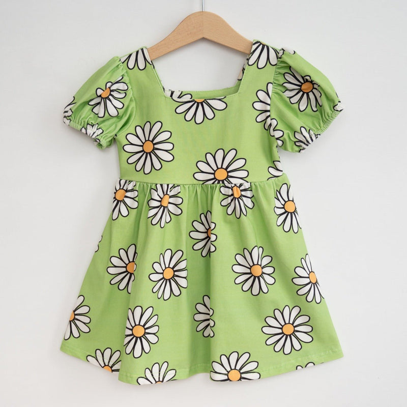 Green Daisy Girls Dress for Spring and Summer - Strawberry Jam Kids