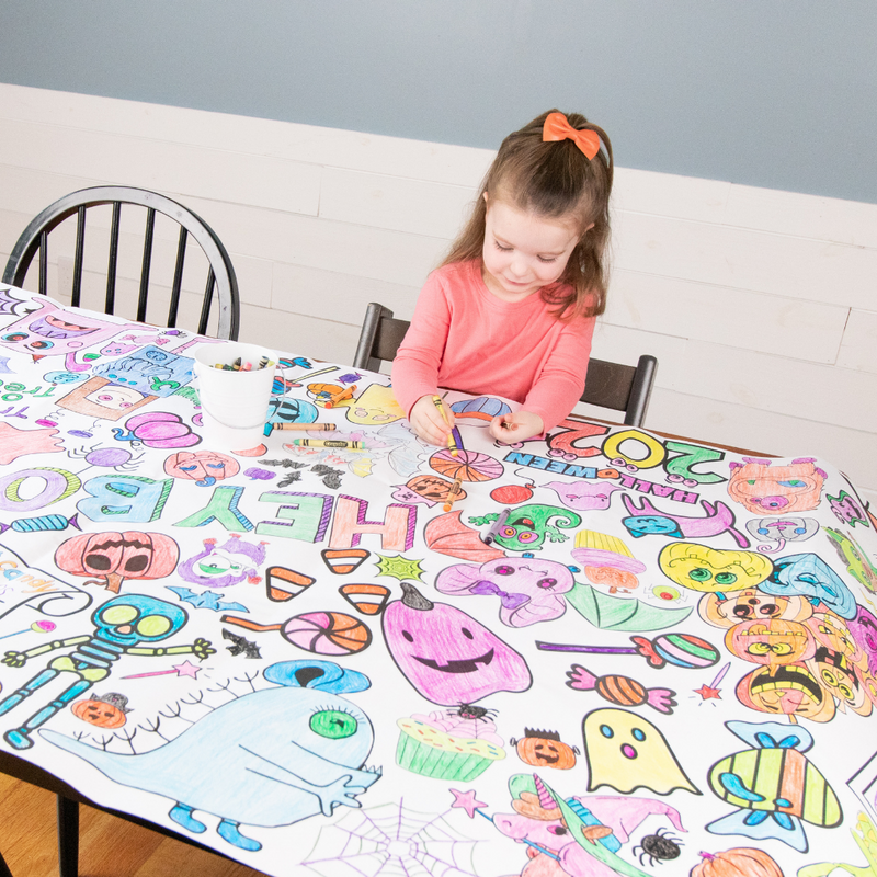 spooky season kids halloween party coloring tablecloth activity let's go ghouls