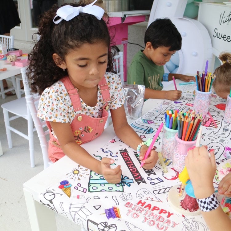 Happy Birthday Coloring Table Runner – Party Activity Banner