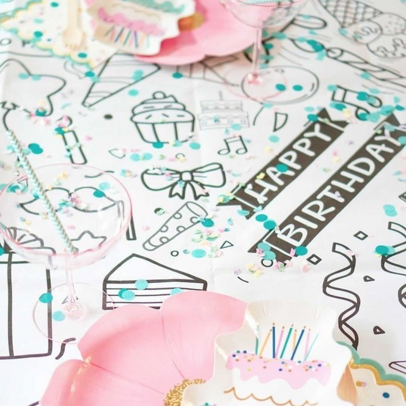 Happy Birthday Coloring Tablecloth – Party Activity for Kids
