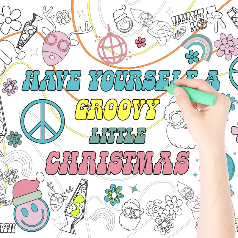 Groovy Christmas Coloring Table Cover