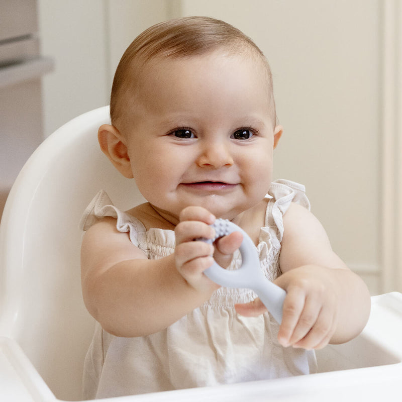 ezpz oral development tools in pewter light gray / silicone teethers for motor skill development #color_pewter