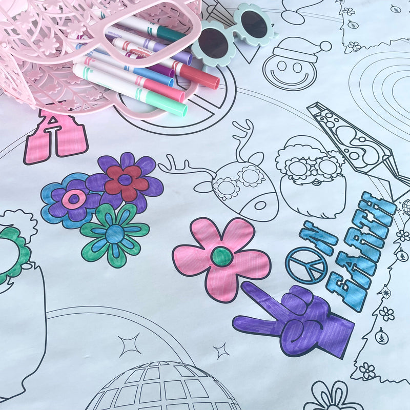 Groovy Christmas Coloring Table Cover