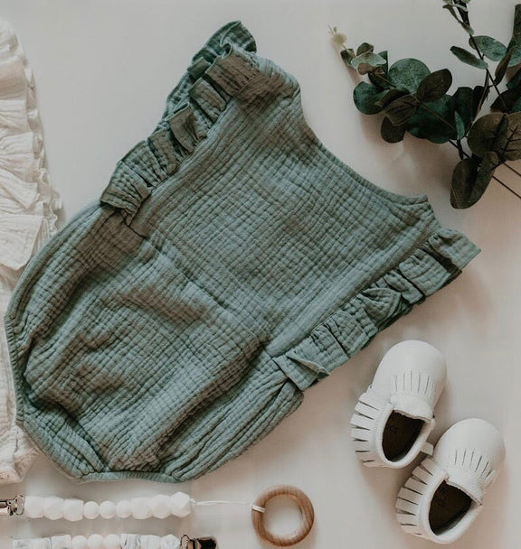 Organic Seafoam Summer Romper - Babe Basics