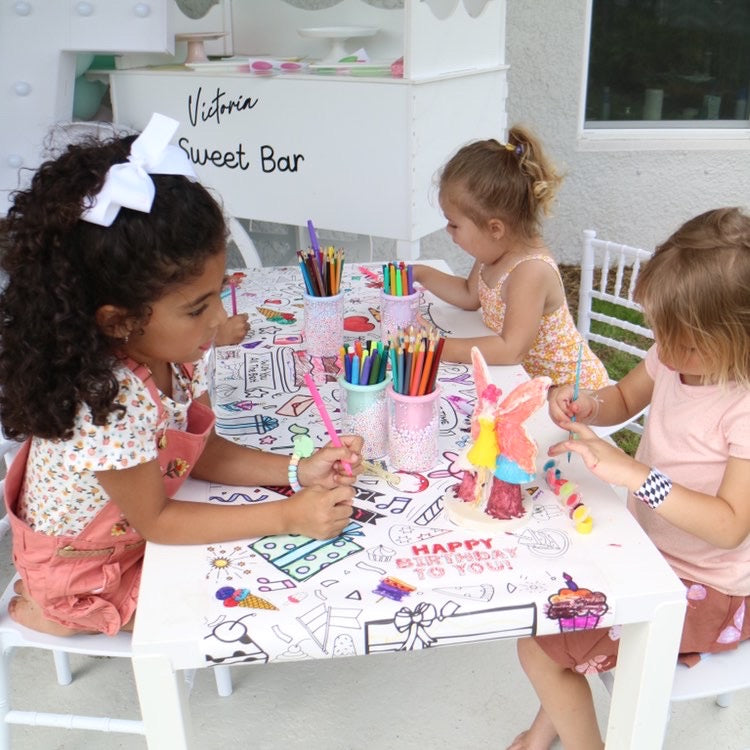 Happy Birthday Coloring Table Runner – Party Activity Banner