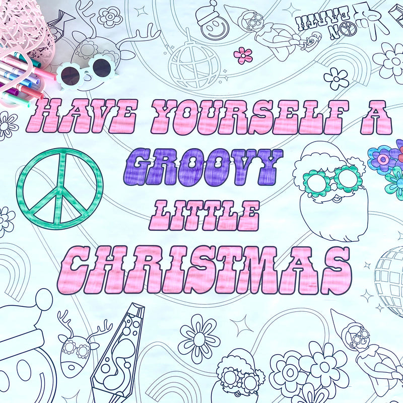 Groovy Christmas Coloring Table Cover