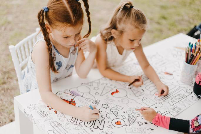 Happy Birthday Coloring Table Runner – Party Activity Banner