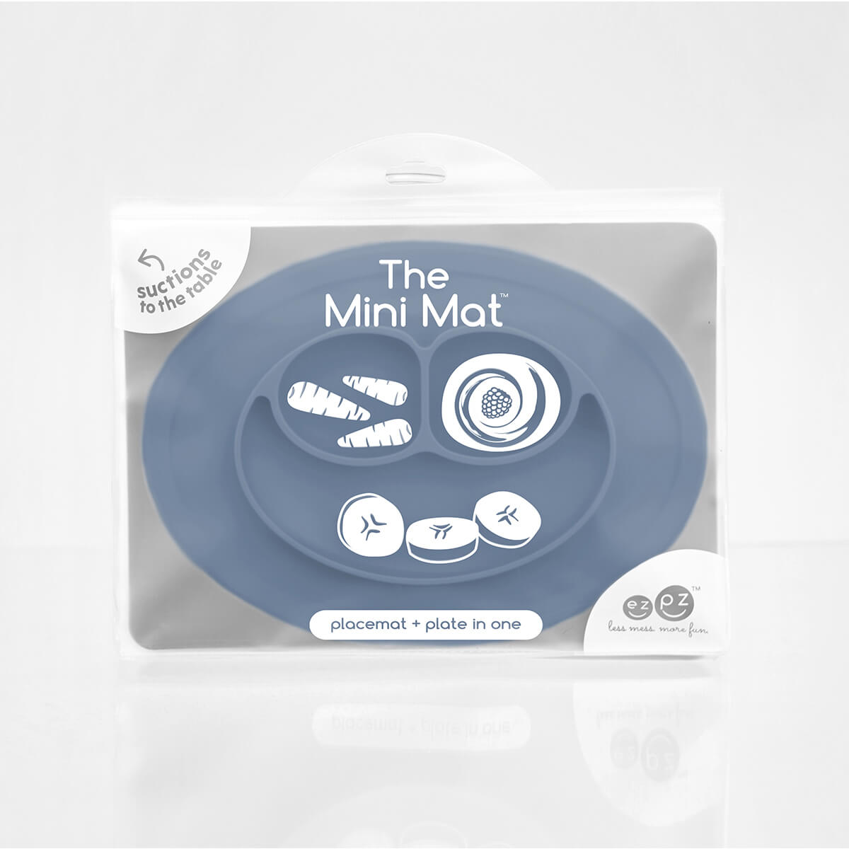 The Mini Mat in Indigo by ezpz / Self-Suctioning Silicone Plate + Placemat #color_indigo