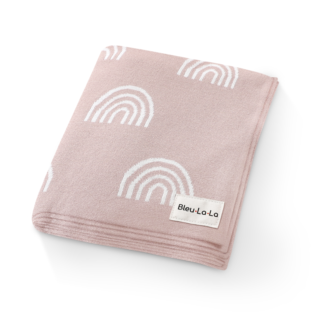 Rainbow Knit Swaddle Blanket – Soft, Cozy & Joyful by Bleu La La