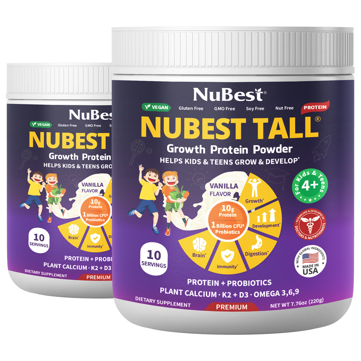 NuBest Tall Protein Vanilla Shake for Kids Ages 4+, 10 Vegan Servings - NuBest Nutrition®