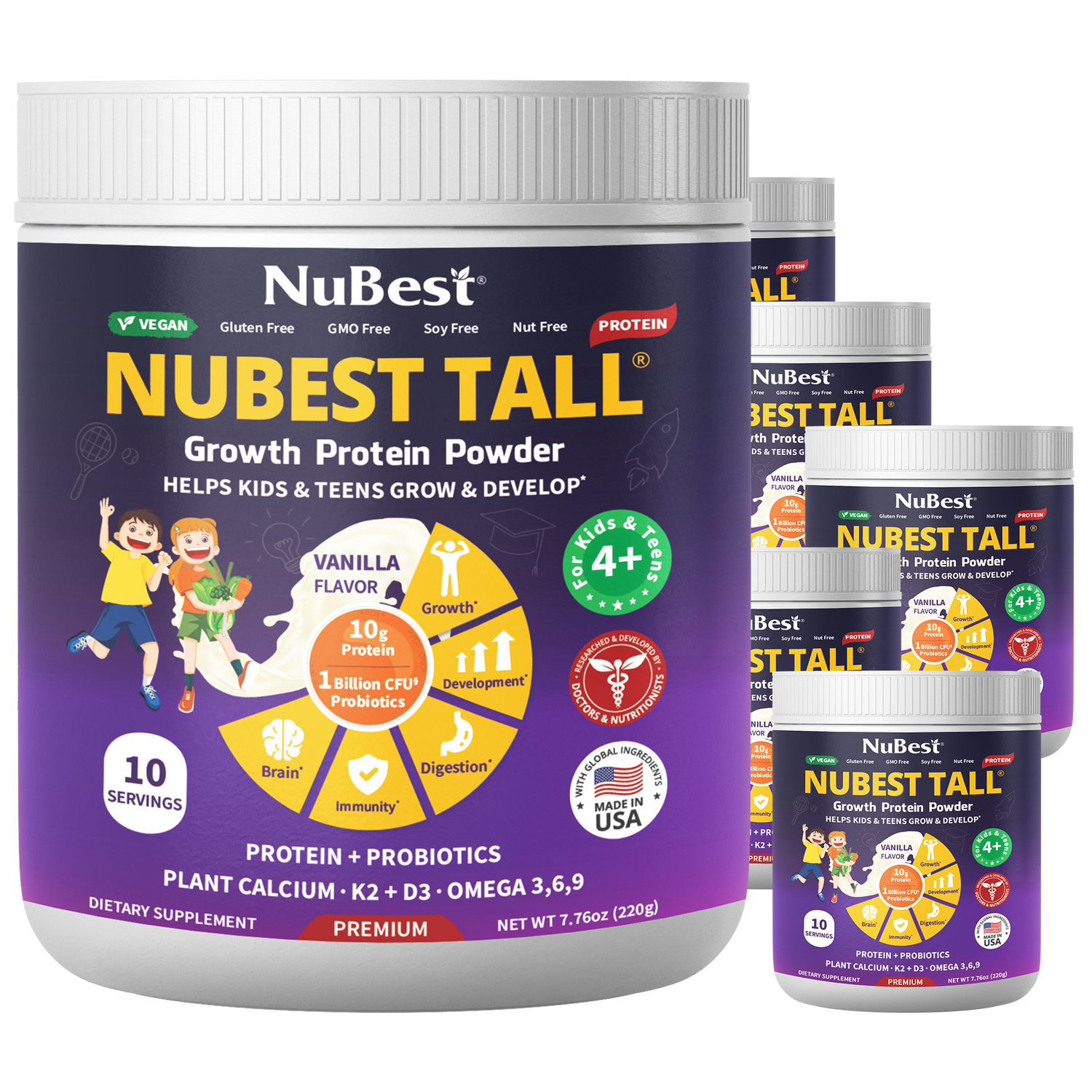 NuBest Tall Protein Vanilla Shake for Kids Ages 4+, 10 Vegan Servings - NuBest Nutrition®