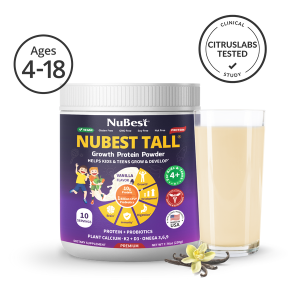 NuBest Tall Protein Vanilla Shake for Kids Ages 4+, 10 Vegan Servings - NuBest Nutrition®