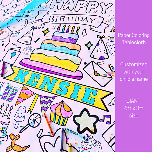 Happy Birthday Coloring Tablecloth – Party Activity for Kids